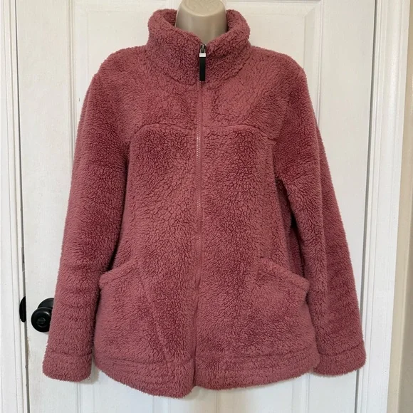 Free Country Sierra Butter Pile II Jacket L Pink Sherpa Fleece Full Zip Cozy - Picture 3 of 11